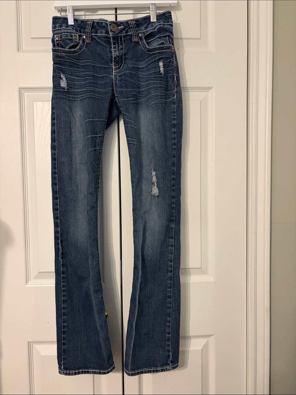 Hydraulic Bailey Slim Boot Jeans Distressed Y2K Heavy Stitching & Bling Size 9